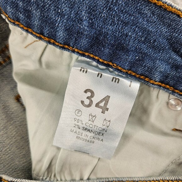 mnml Jeans Mens 34 Blue X203 Stretch Denim Distressed Ripped Slim Fit - Picture 5 of 16